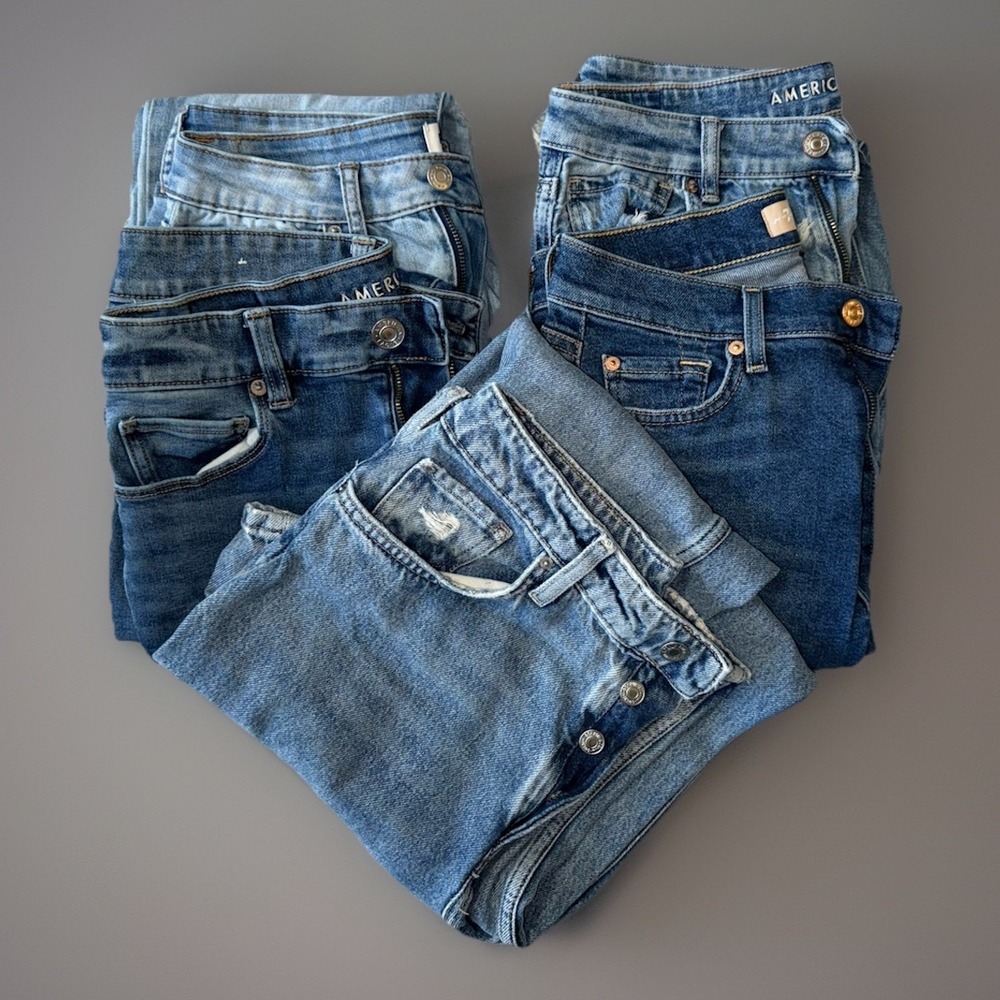 Women's Jean LOT OF 5 American Eagle, RSQ, 7 For All Man Kind, & Denim Size 4/27 - Picture 1 of 16